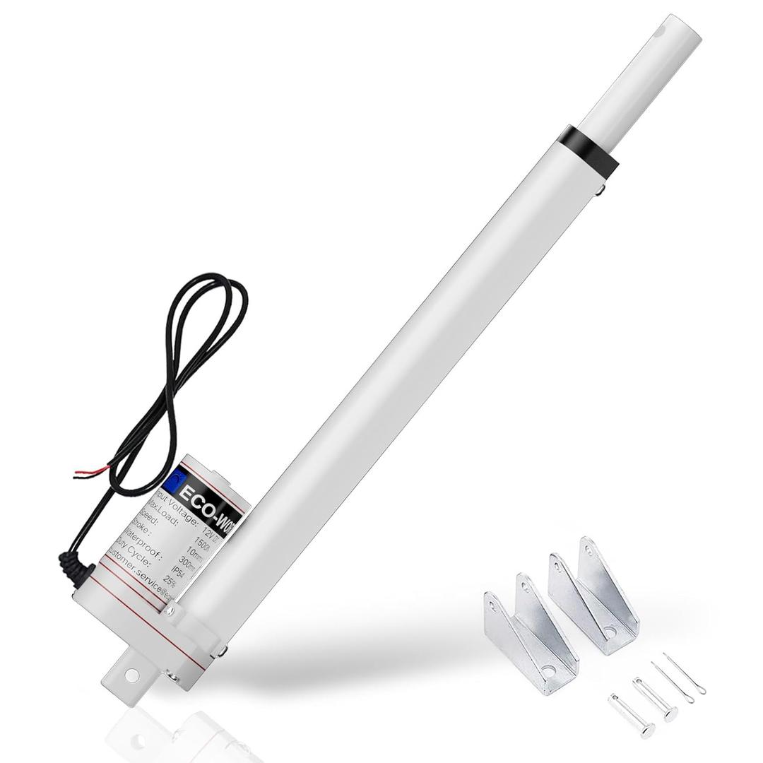 ECO-WORTHY 12V 6 Inch Stroke Linear Actuator 330lbs Maximum Lift with Mounting Brackets (12VDC 6 inch (150mm))