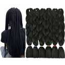 Braiding Hair 24 Inch 6 Packs Black Kanekalon High Temperature Resistance Synthetic Jumbo Bohemian Braids Long Crochet Hair Extensions Soft Yaki Texture for Black Women
