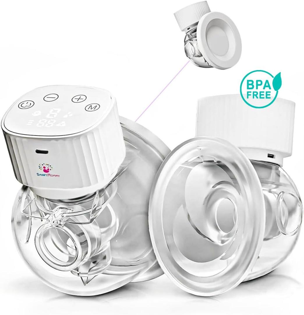Wearable Breast Pump Double, Hands Free Breast Pump Electric, LCD, High Technology 3 Modes 9 Levels- Noise Reduction, Painless, Skin Friendly, BPA Free, 19mm+22mm Flange