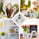 Threan 3 Pcs Easter Table Decoration Easter Egg Table Wooden Signs Christian Tabletop Centerpiece Religious Decorations for Home Dining Room Party Office Decor