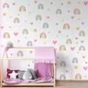 Epakh Rainbow Wall Decor Stickers Small Rainbow Decal Watercolor Heart Star Sun Wall Stickers Decor for Girls Boys Baby Bedroom Nursery(Luminous Blue)