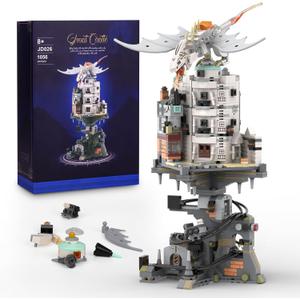 MOC Castle Wizarding Bank Building Set, Collectible Magic White Dragon Architecture Display Model, Compatible with Lego Adults, Ideal Christmas Birthday Gift Toy for Kids Boys 8-14 (1056 PCS)
