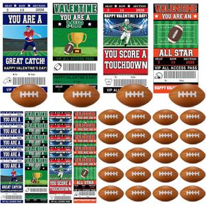 Realspring 24 Set Footballs Valentines Day Cards Gifts for Kids Classroom 24 Pcs Mini Foam Stress Football and 24 Pcs Class Exchange Card for Valentines Goodie Bag Stuffer School Sport Party Favors