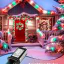 2 Pack C9 LED Christmas String Lights - Each 82ft 100 LED Outdoor String Lights with Timer and 8 Lighting Modes, Plug in Extendable Roofline Lights String for Outside Yard Christmas Holiday Decoration (Red and Green)