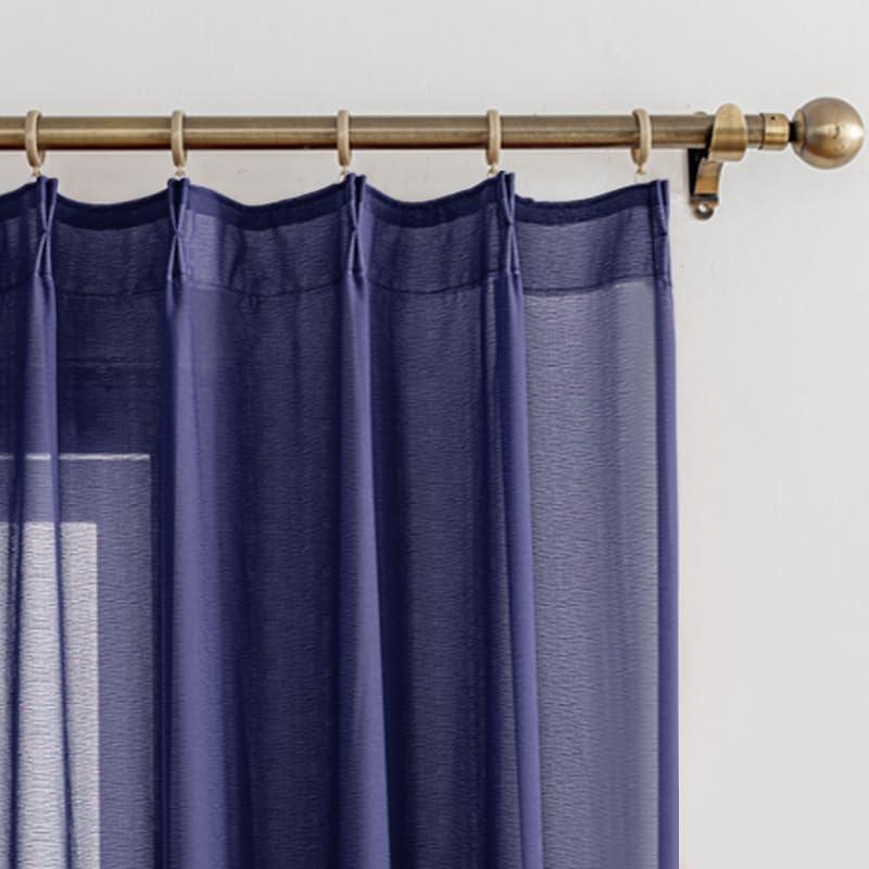 Blue Sheer Curtains 84 Inch Length for Boys Bedroom Soft Touch Light Filtering Drapes(Skipper Blue, 42 W x 84 L, 2 Panels)