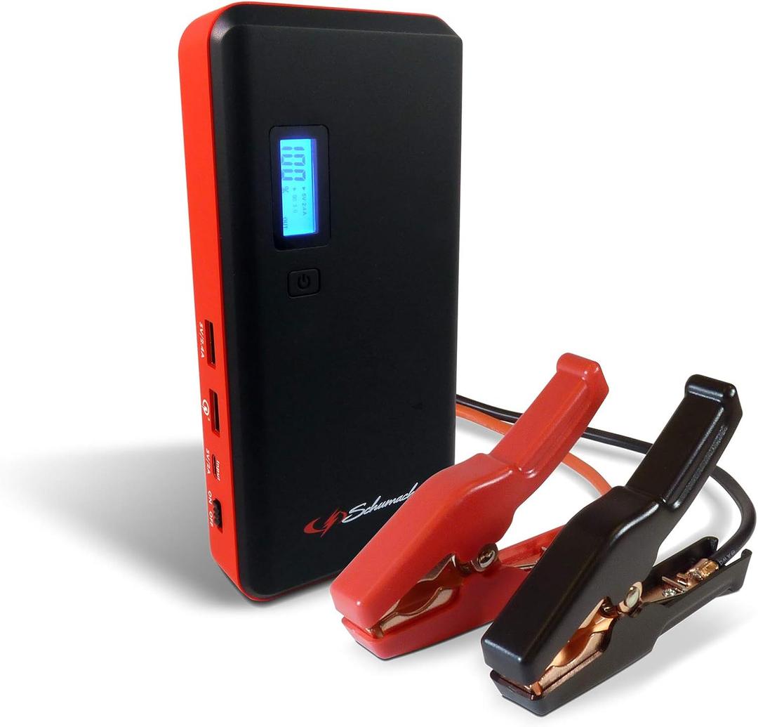 Schumacher SL1327 800 Amp 12V Rechargeable Lithium Jump Starter Starts 8.0L - Gas - 6.0L - Diesel vehicles USB Power for Charging Phones/Tablets Auto Pre-Boost for Ultimate Cold Temp Starting