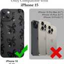 LSL Case for iPhone 15 Black Ribbon Bow Pattern Print Design Soft TPU Full Camera Lens Anti-Drop Anti-Scratch Shockproof Protective Slim Cover for Women Girls