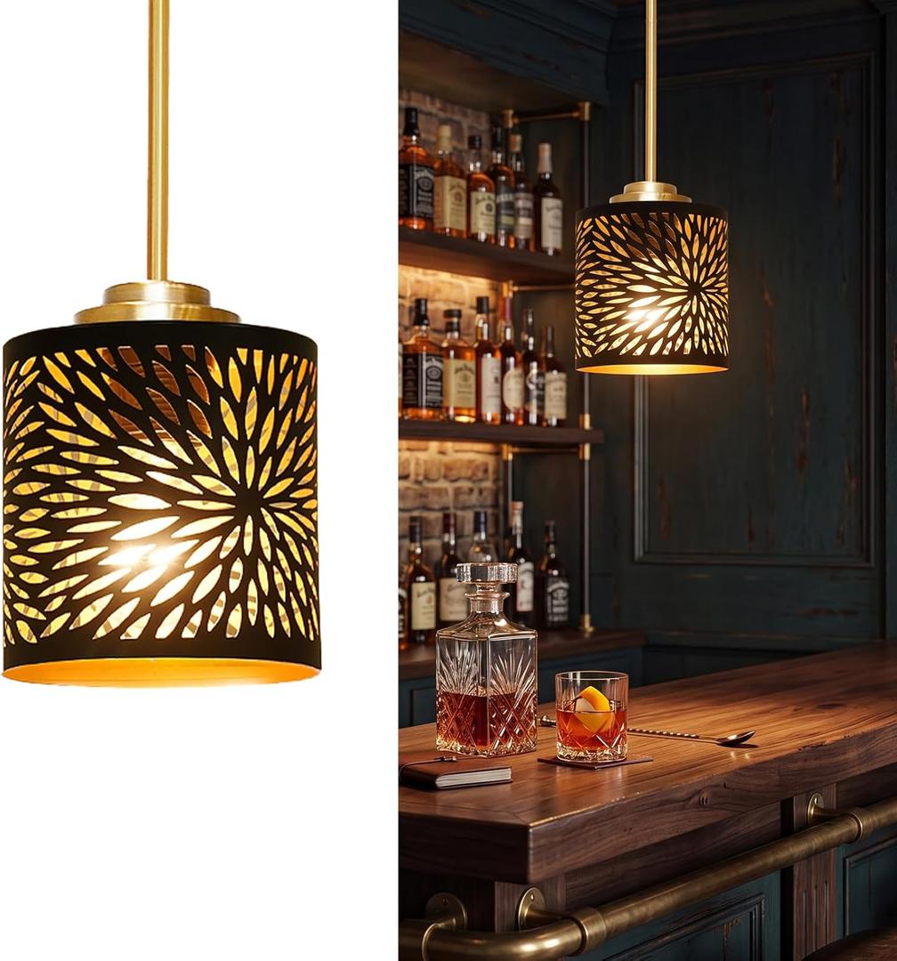 ALUCSET Pendant Lights Kitchen Island 2 Pack with Plug in Cord Pendant Lamp Shade Adjustable Hanging Pendant for Kitchen Island,Dining Room and Living Room