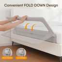 Folding Bed Rail for Toddlers, Baby Bed Rail Guard with Reinforced Anchor Safety System, Toddler Bed Rails for King Size Beds, Twin, Full, Queen (Grey, 71"x21.6")