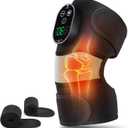 Cordless Heated Knee Massager with Vibration, Heated Knee Brace Wrap, Heating Knee Pad for Knee Elbow, Knee Heating Pad for Arthritis with 6 Heating Levels, 3 Massage Modes&Timer (Black+White)