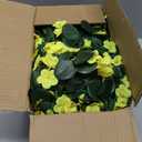 HyeFlora Artificial Fake Hanging Outdoor Flowers Plants Basket, Faux Silk Yellow Daisy Flowers UV Resistant Realistic Hanging Planter Orchid Vines for Outside Porch Patio Home Garden Yard Decoration