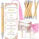 Gilprop 50 Sets Baby Shower Favors for Guests Includes 50 Baby Shower Ballpoint Pens 50 Thank You Bookmarks 50 Organza Bags for Gender Reveal Gifts Guest Prizes(Floral,Pink)