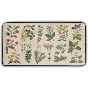 Kawani Floral Herbs Kitchen Rugs Floor Mat Anti Fatigue Washable Sage Leaves Door Mats for Home & Kitchen & Office Wild Plant Decor Memory Foam Mat Non-Skid 39x20inch