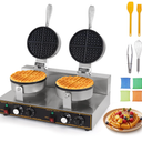 Dyna-Living Waffle Maker Commercial Waffle Iron Machine, 1200W Non-stick Round Commercial Waffle Maker for Restaurant, Food-grade Stainless Steel Large Commercial Waffle Iron