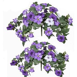 Lufstd Artificial Flowers for Outdoors, 2 PCS Faux Petunias Flowers Plants UV Resistant Silk for Porch Yard Garden Home Indoor Decor