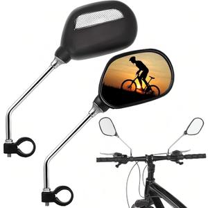 2pcs Bike Mirror Handlebar Mount 360 Adjustable, Wide Rear View Mirror Bicycle Mirrors for Handlebars with Scratch Resistant Glass,Large Wide Angl Bike Rear View Mirror for Motorcycle,Bike Accessory