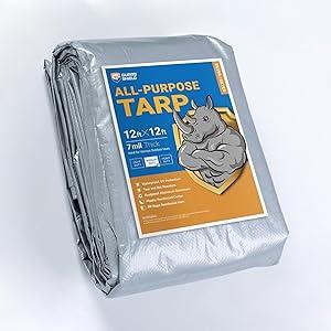 GUARD SHIELD Silver Tarp Waterproof 12x12 Feet Medium Duty All Purpose Poly Tarps Cover 7mil