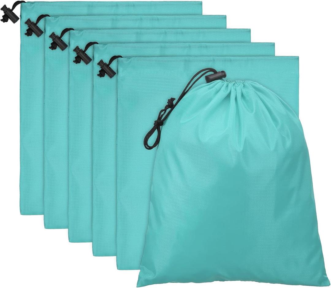 PATIKIL Travel Storage Bags with Toggle 6 x 8 Inch, 1 Pack Waterproof 210D Polyester Drawstring Bag Stuff Sack Cinch Bag for Gym Traveling Hiking Yoga Shoes Organizer, Lake Blue
