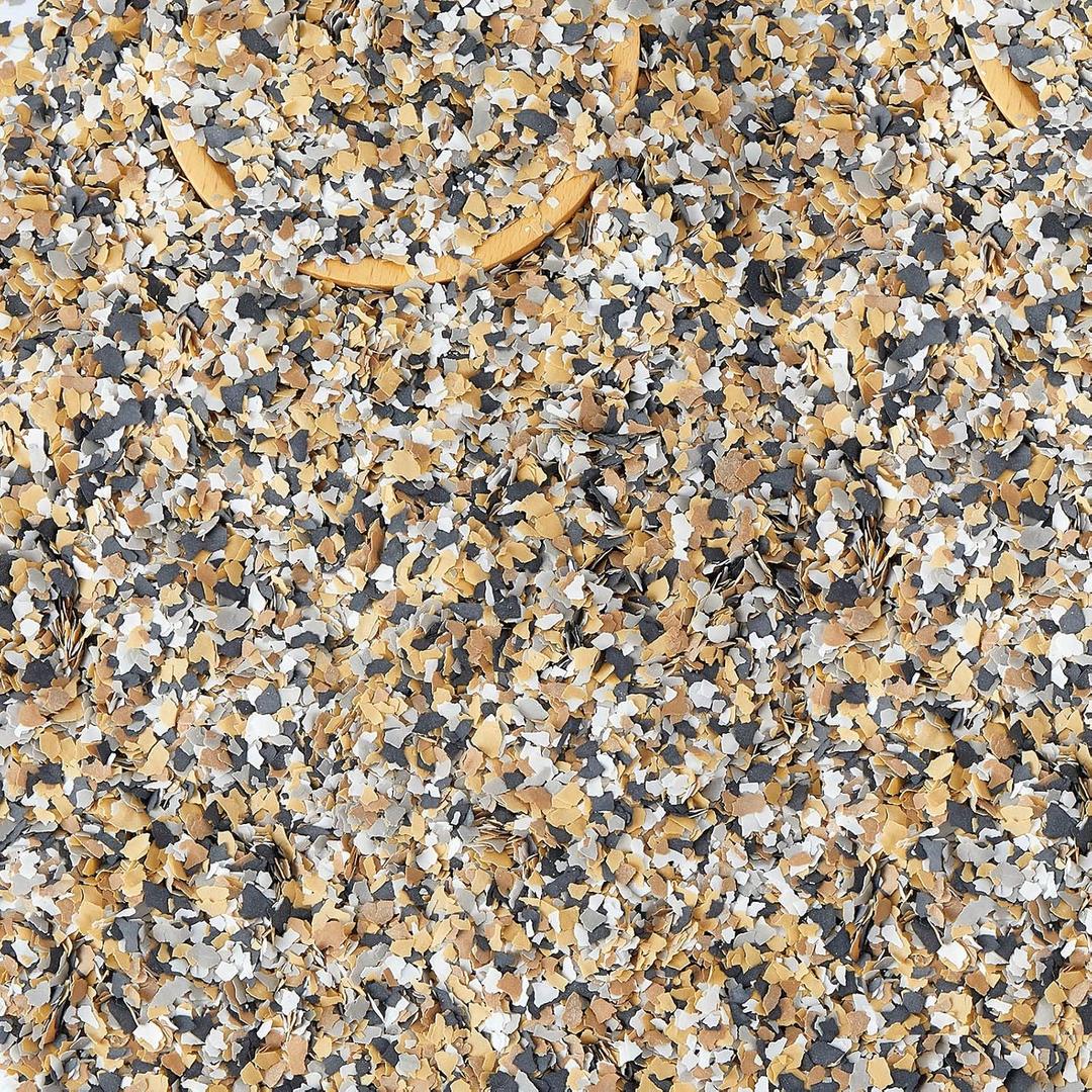 Taiyin 2.8 Kg/ 6.17 lb Blend Decorative Color Chips Epoxy Flakes for Garage Floor Blend Concrete Coatings Paint Chips for Wall Interior Exterior Basement(Black, White, Grey, Yellow, Coffee,2-4 mm)