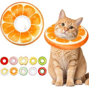 Cat Cone Collar Soft, Adjustable Cat Recovery Cone to Stop Licking, Cute Kitten Donut Collar After Surgery, Elizabethan Collars for Kittens, Lightweight Cats Neck Cones (Orange, Medium)