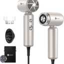 Dual Voltage Travel Hair Dryer - 110,000 RPM High-Speed Ionic Blow Dryer Gift for Women, Lightweight & Compact & Portabe Best Hairdryer, Quiet, Fast Drying, International European Travel 110-220V (Stone)