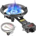 ARC Outdoor Propane Burner Stove, 13" Single Propane Burner, Cast Iron Portable Propane Burner With Adjustable Regulator And Stainless Steel Hose, Great For Outdoor Wok Burner (C: 30,000BTU)