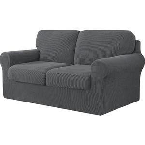 CHUN YI 5 Piece Stretch Couch Covers for Sofa, Loveseat, Grey