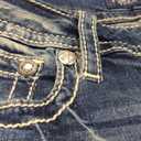 Miss Me Women's Muted X Embellished Faux Flap Pockets Mid-Rise Bootcut Jeans (28W x 34L, Vintage Blue)