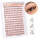 Brown Lash Clusters Natural Cluster Eyelash Extensions 10-12MM C-Curly Lash Extension Individuals 168 Pcs DIY Self Application Lash Extension Clusters for Beginners