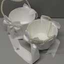 Flower Girl Baskets for Wedding,Ivory Flower Girl Basket With Pearl Handle set of 2,Wedding Baskets for Flower Girls