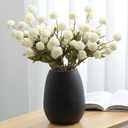 10PCS Artificial Chrysanthemum Ball Flowers Fake Mums with Long Stems Pom Pom Faux Mini Mum Flower Arrangements for Home Party Wedding Decoration (White)