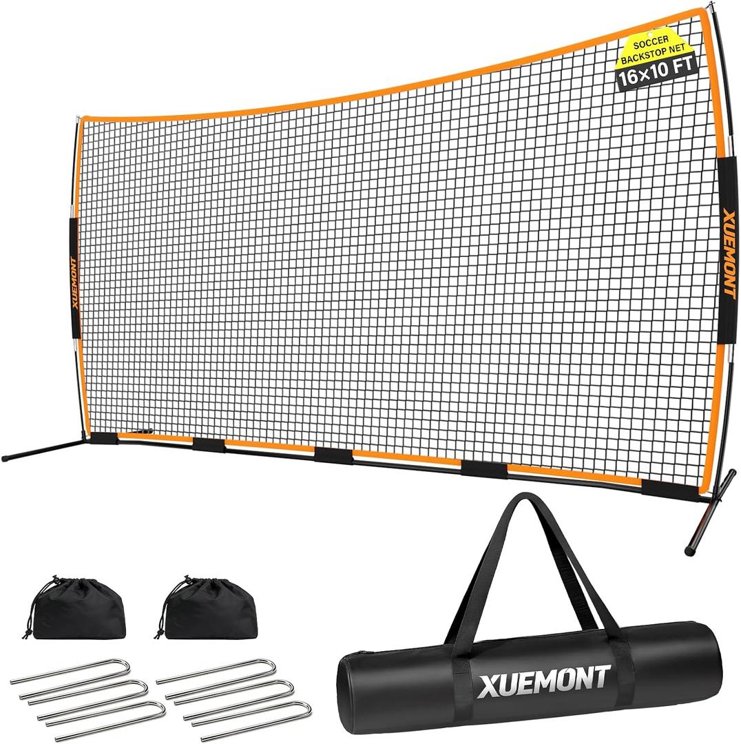 1610 FT Backstop Net Multi-Sport Barrier for Baseball, Soccer, Basketball & Lacrosse, Wind-Stable with Ground Stakes & Sandbags, Portable Outdoor Practice Net for Backyard & Park