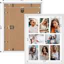 13x17 Collage Frame with 8 Openings 4X6 Pictures, Multiple Picture Frame with Mat, Wall or Tabletop Decor, White Wood Grain,2 Pack