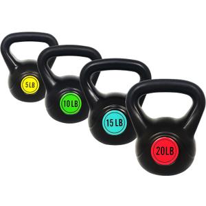 50LBS 4-Piece Kettlebell Set with Wide Grip - Perfect for Home Gym Strength Training & Workouts