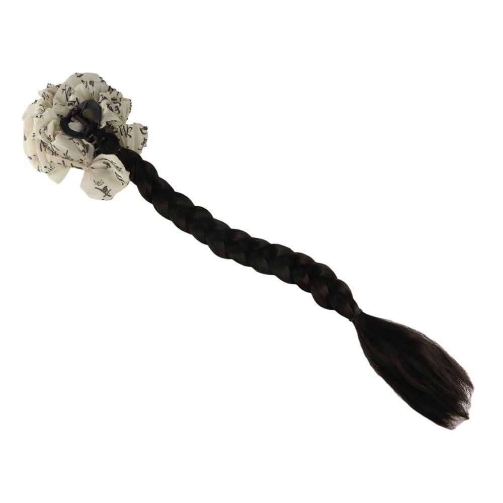 Retro Butterfly Hairpin Claw Clip Ponytail Wig, Detachable Simulation Wig Clips Braided Ponytail Extension Hair