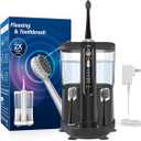 Electric Toothbrush with Water Flosser - Wireless Charging 3 in 1 Flossing Toothbrush - 500ML Professional Cordless Brush and Flosser in One - 5 Brush Modes & 3 Floss Speed (Black)