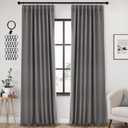 ANRODUO Rod Pocket and Back Tab Pleated Blackout Curtains with Hooks, Rings, Grey Curtains 94 Inches Long 2 Panels, Thermal Insulated Room Darkening Living Room Bedroom Curtain, 42x94 Inches