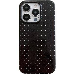Aesthetic Polka Dot Retro Phone Case for iPhone 16 Pro 6.3",Vintage Trendy Unique Simple Pattern Design Elegant Chic Pretty Stylish Protective Girls Women Cases for i16Pro Black