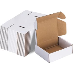 MEBRUDY 6"x4"x2" Shipping Boxes Pack of 25, White Small Corrugated Cardboard Box for Mailing Packing Literature Mailer