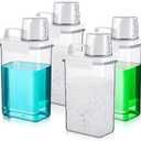 Tanlade 4 Pack Liquid Laundry Detergent Dispenser for Laundry Room Organization, 78 oz Soap Dispenser Storage with Lids, Powder Container Fabric Softener Bleach Powder, Clear