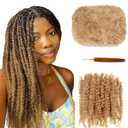 Honey Blonde Afro Kinkys Bulk Human Hair 30g -100% Real Human Hair for Mini Twist, Braiding, Loc Extensions & Crochet, Kinky Curly Hair Bundles, Natural Afro Bulk for Dreadlocks (27 Honey Blonde, 16)