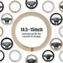 Universal Car Steering Wheel Cover for Summer, Non-Slip Breathable Cooling Steering Wheel Cover Protector with Brown Mark Upgraded Silicone Inner Ring for Summer D Shape & Round Shape, Khaki