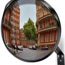 Acrylic Convex Traffic Mirror, 12 inch Adjustable Wide Angle View Curved Security Mirror for Driveway, Park, Garage, Corners and Blindspot(Support Indoor and Outdoor) (Black)
