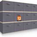 Lifewit Storage Cubes, Foldable Decorative Fabric Storage Baskets for Organizing Home Organizers with Handles for Shelves, Closet, 11 Inch Bins, 18L Gray, 12 Packs