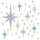 45 Pcs Star Sequined Iridescent Wall Decor, Removable Silver Star Decor 3 Sizes, Holographic Starburst Decor for Dorm Room Wedding Decor Birthday Decorations Room wall Decor(Silver) (Sliver)