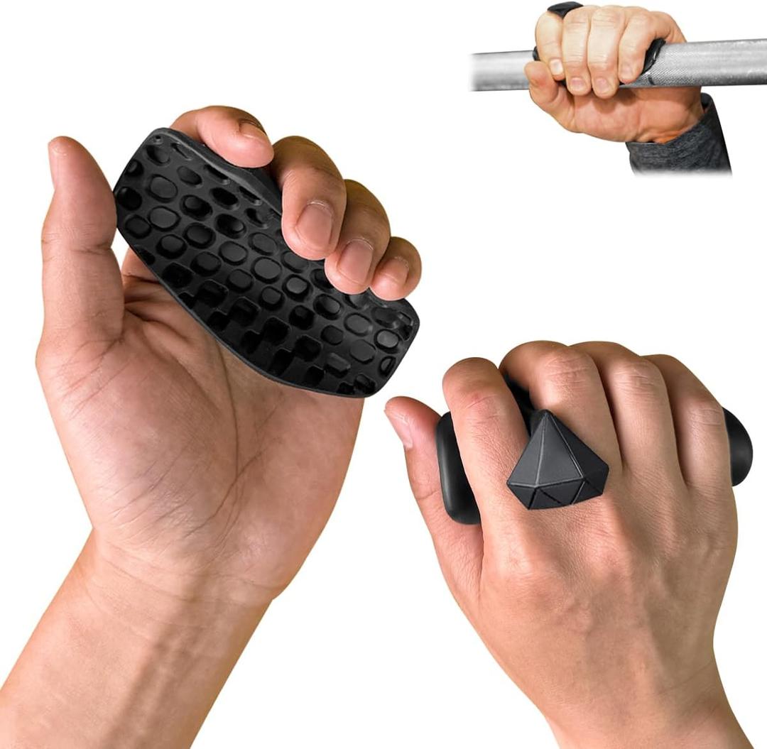 2 x Rubber Gym Grips Weight Lifting Grips for Men & Women, Anti Slip Workout Grip for Hand Protection, Weightlifting Grips for Workout, Dumbbell Gripper, Deadlift Grip Pad (1 Pair)