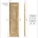 12"W x 57"H Americraft Two Equal Raised Panel Exterior Real Wood Shutters (Per Pair), Black