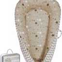 Aila+Aiden Baby Lounger | Organic Cotton Infant Lounger | Reversible, Adjustable & Portable Floor Lounger | Supervised Use | Soft, Breathable, Washable Cover- Star Collection (Tan)