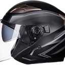 Motorcycle Scooter Helmet,Adult Open-face Motorbike Helmet Double Visor Fashion Personality for Men and Women DOT Approved (X-Large, GIAY)