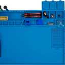 Premium Heat Resistant 932F Blue Magnetic Repair Work Mat Large Silicone Soldering Mat for Soldering, Electronics, Computer Cellphone Repair, BGA Soldering Gun Iron Workbench Protection